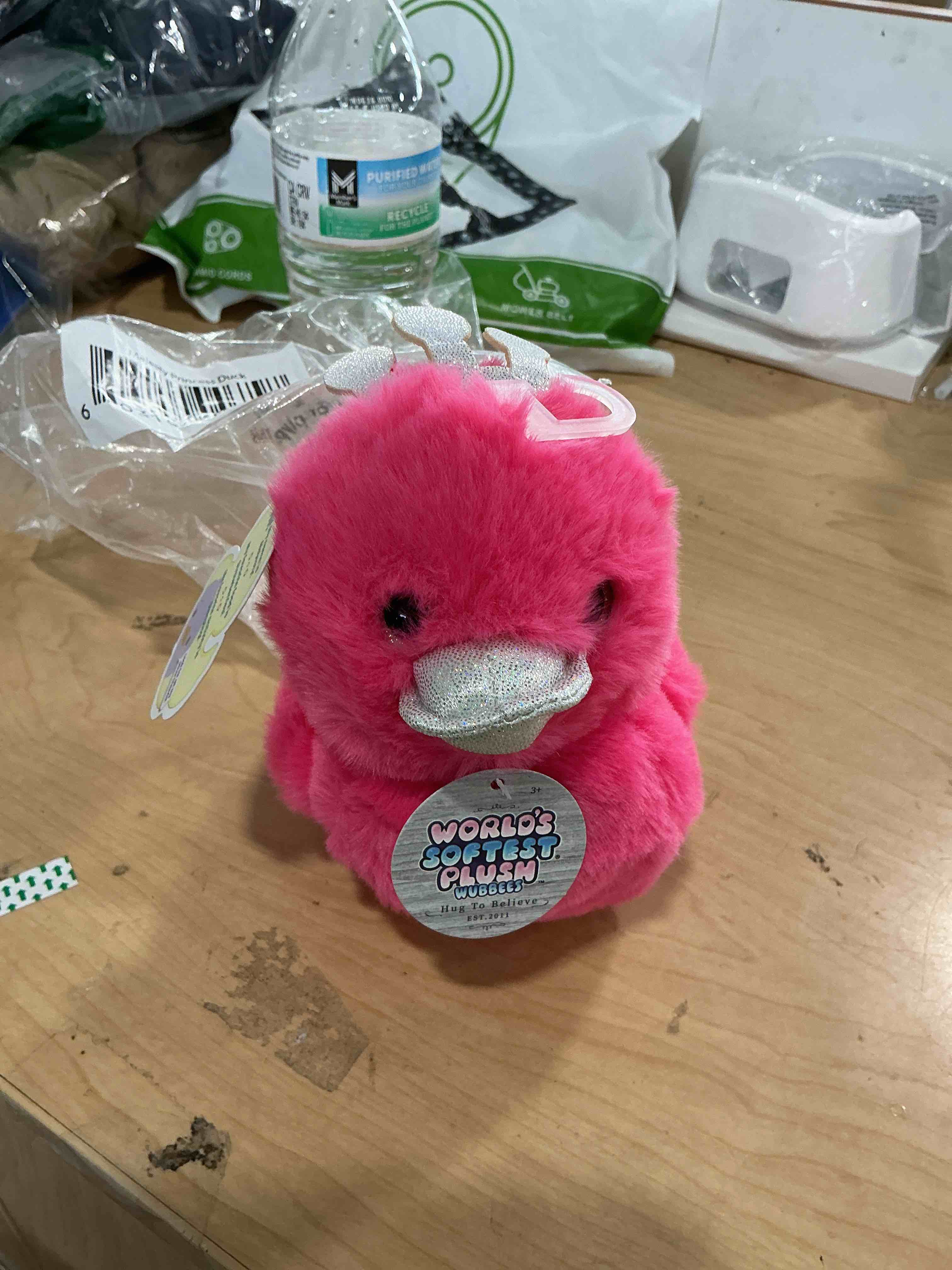 Condition photo showing New/Like New for world's softest plush duckees - 7" plush duckee - pink
