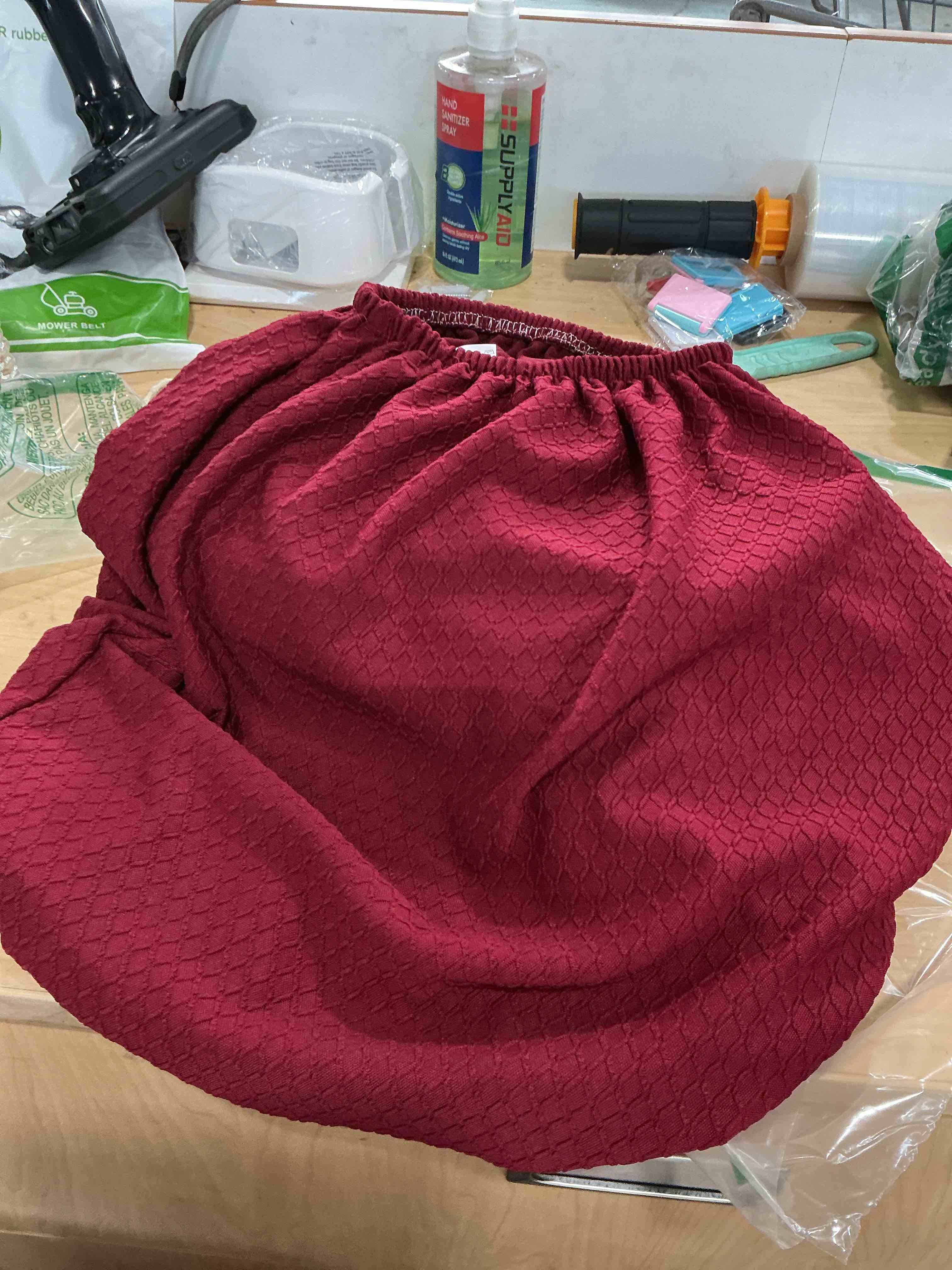 Condition photo showing New/Like New for searchi stretch dining chair seat covers set of 4, soft removable washable seat covers for dining chairs, dining room seat cover slipcover protector (rear-covered, red diamond jacquard)