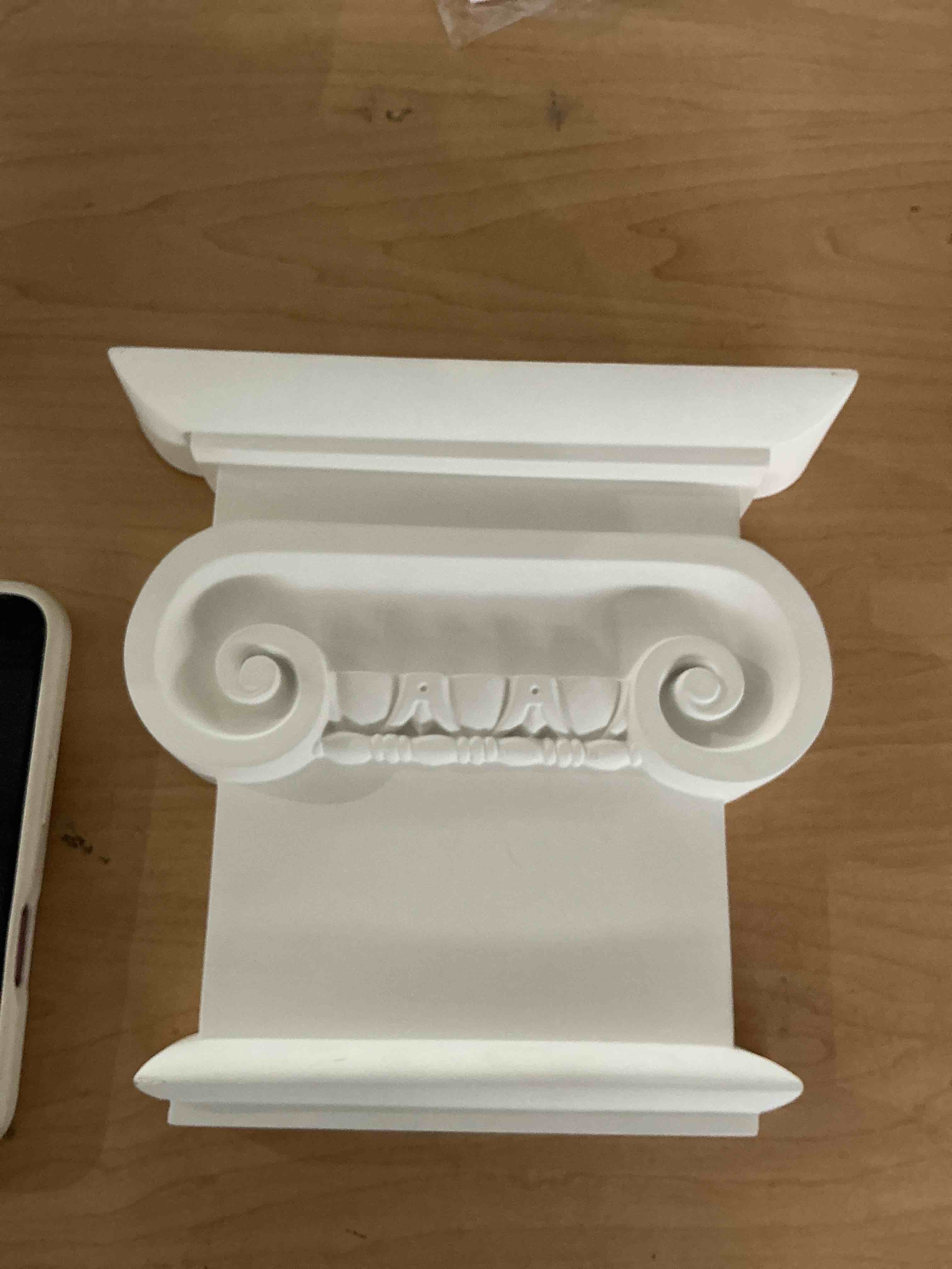 Condition photo showing Good Condition for 8 1/4"w x 7 7/8"h classic ionic capital (fits pilasters up to 5 3/4"w x 5/8"d)