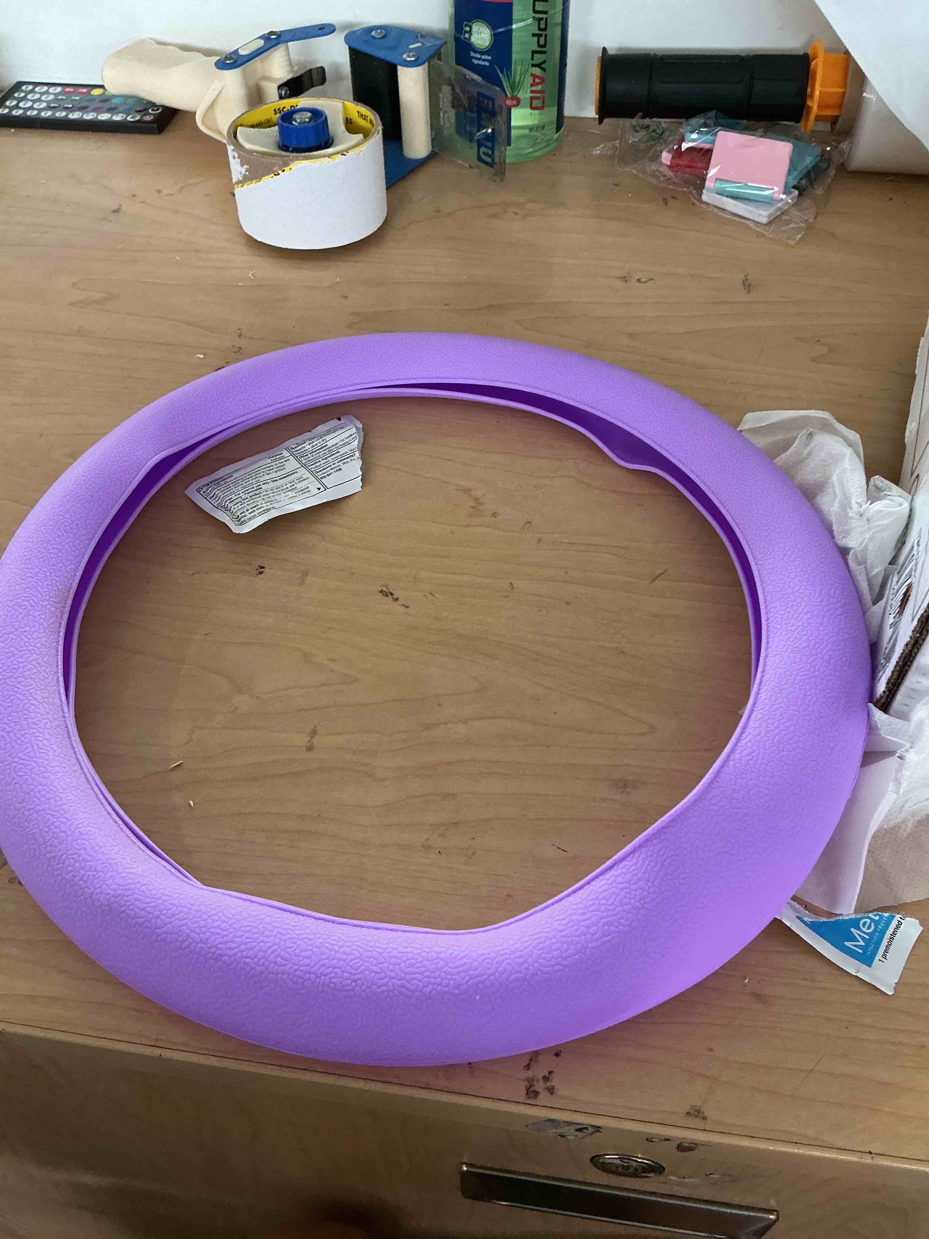 Condition photo showing New/Like New for universal four season thin silicone steering wheel cover - anti slip wear resistant comfortable for car purple