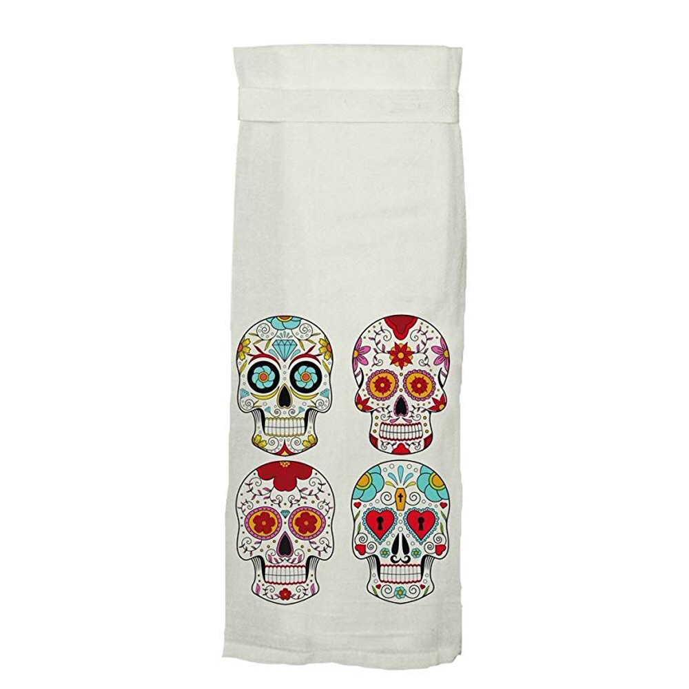 Twisted Wares 28” Linen Flour Sack Towel-Sugar Skull