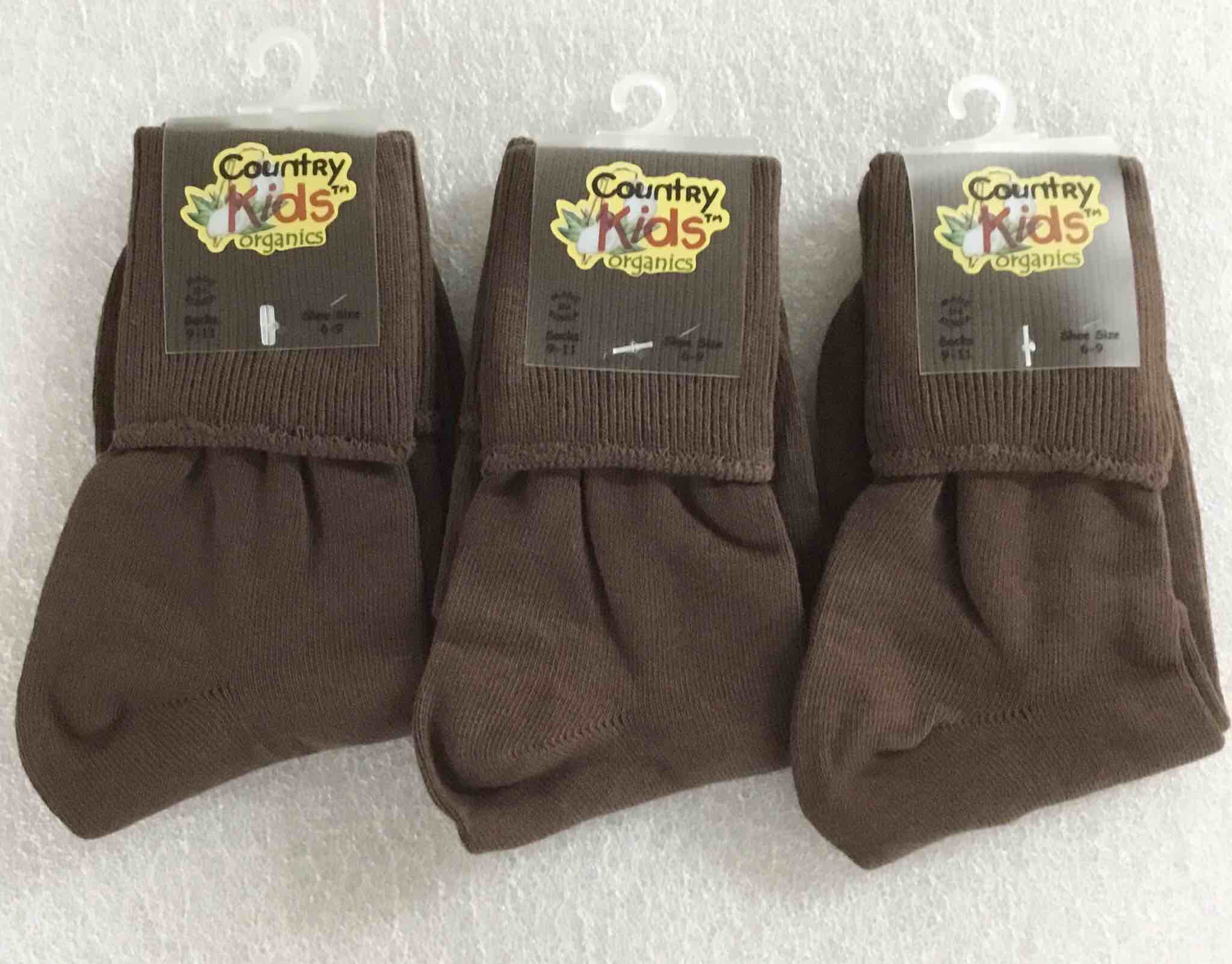 3/Pair Country Kids Organics T-Cuff Socks .10 + Years.