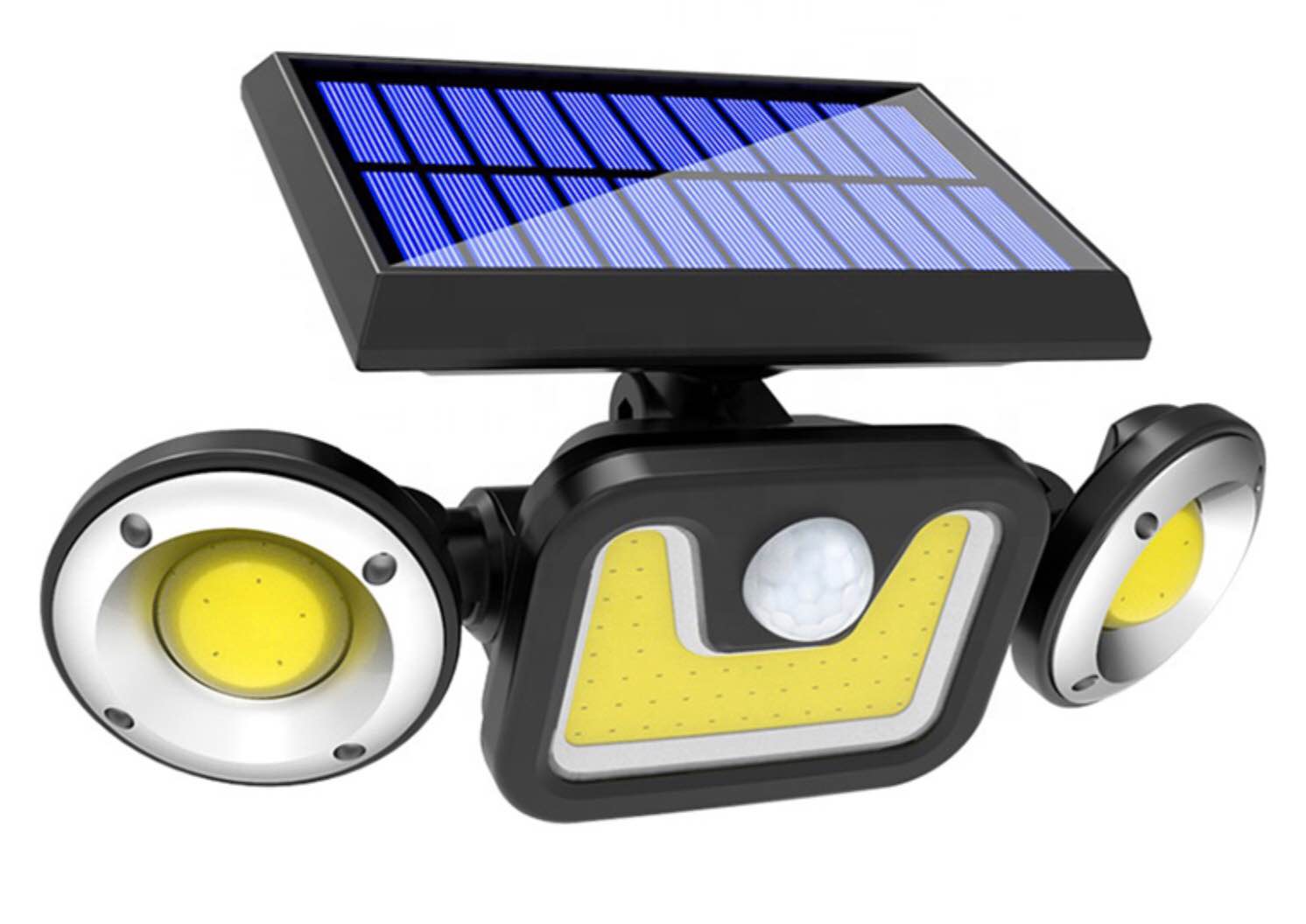 Outdoor 3 Head Solar Sensor LED Powered Security Lights.