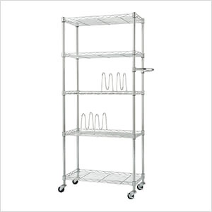 TRINITY 5-Shelf Steel Pantry Organizer with Shelf Dividers, Silver metallic