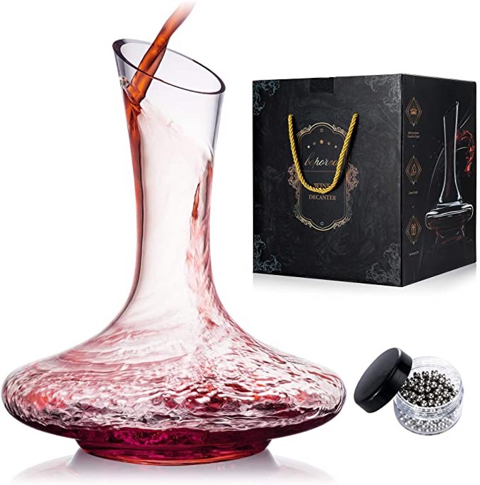 Wine Decanter,Red Wine Carafe,Wine Aerator,100% Hand Blown Lead-free Crystal Glass with Cleaning Beads,Wine Decanters and Carafes,Wine Gift with Luxury Packaging,Wine Accessories 