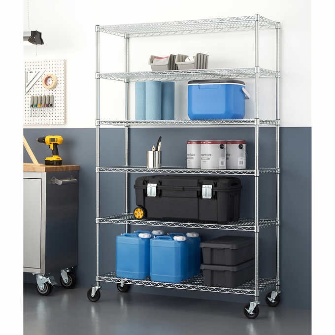 TRINITY 6-Tier Wire Shelving Rack, 48" x 18" x 72" NSF