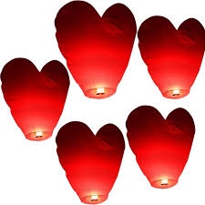 Kekafu 5pcs Halloween Heart Red Chinese Lantern 