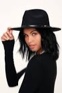 Women lulu Wide brim Fedora Black hat 