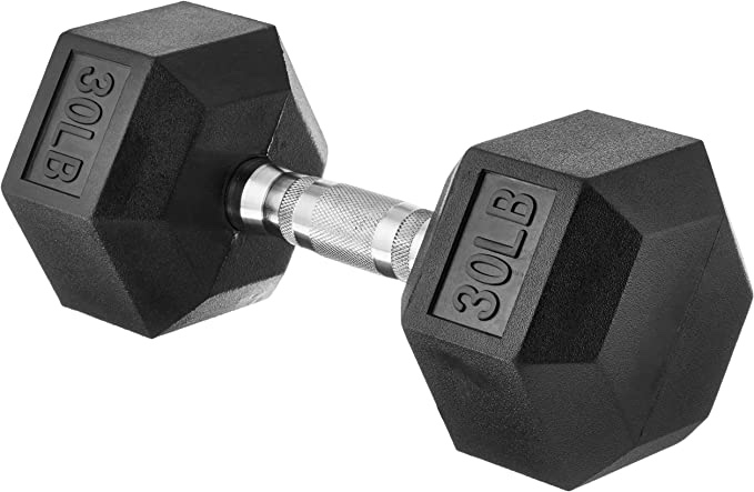 Amazon Basics Rubber Encased Hex Dumbbell Hand Weight 30 Lbs