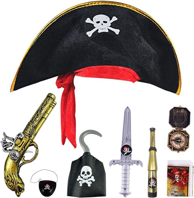 5 Pcs Pirate Accessories Halloween Kids Pirate Theme Pretend Party Toys Set Kids (Similar image)