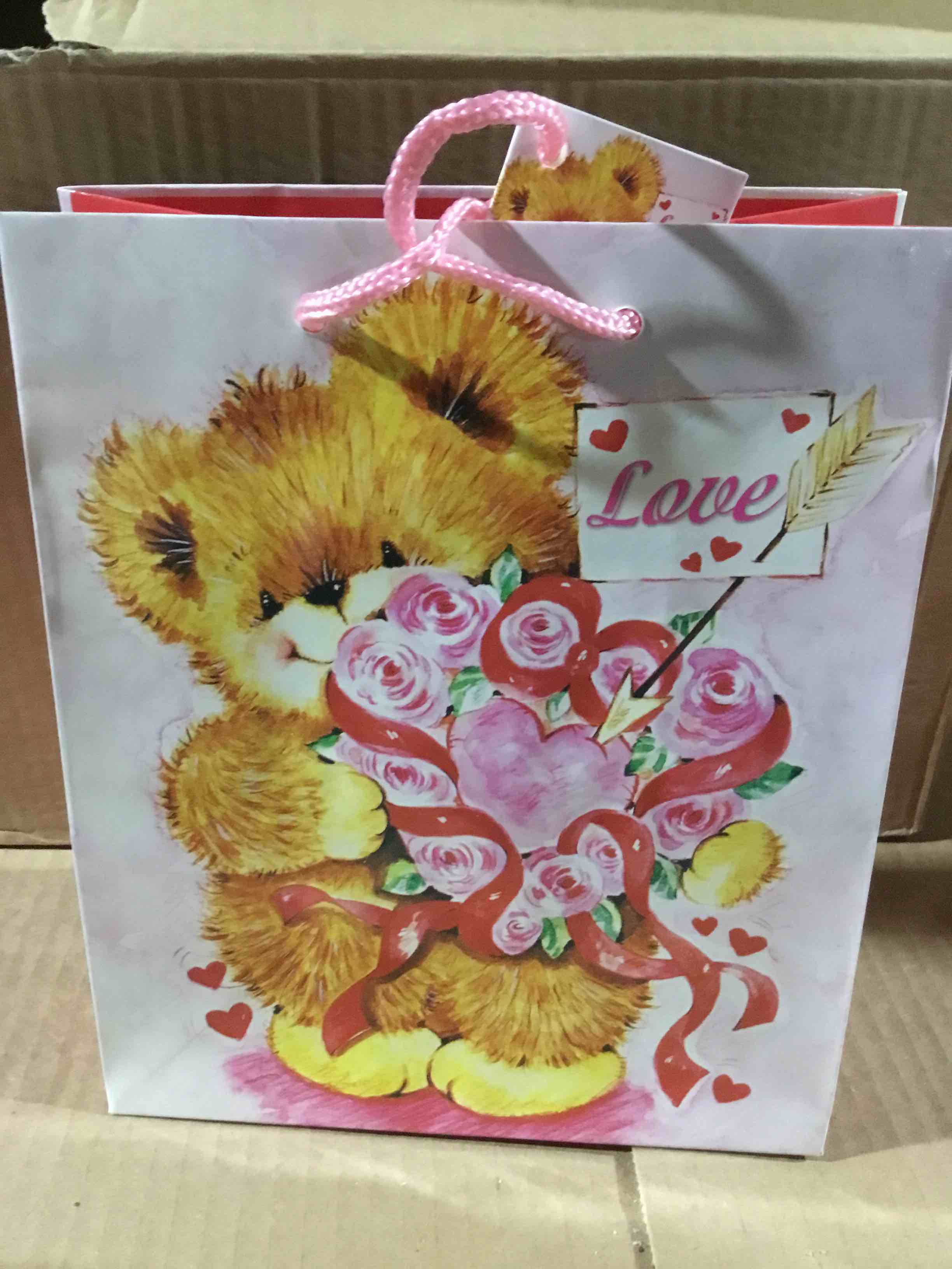 Condition photo showing New/Like New for Box of 144 gift Bag Bear Rose