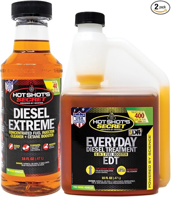 Hot Shot's Secret Everyday Diesel Treatment 16 oz. Squeeze Bottle 2 Pack, 6-in-1 Diesel Additive - Injector Cleaner, Fuel System Cleaner, Fuel Additive Boosts Cetane