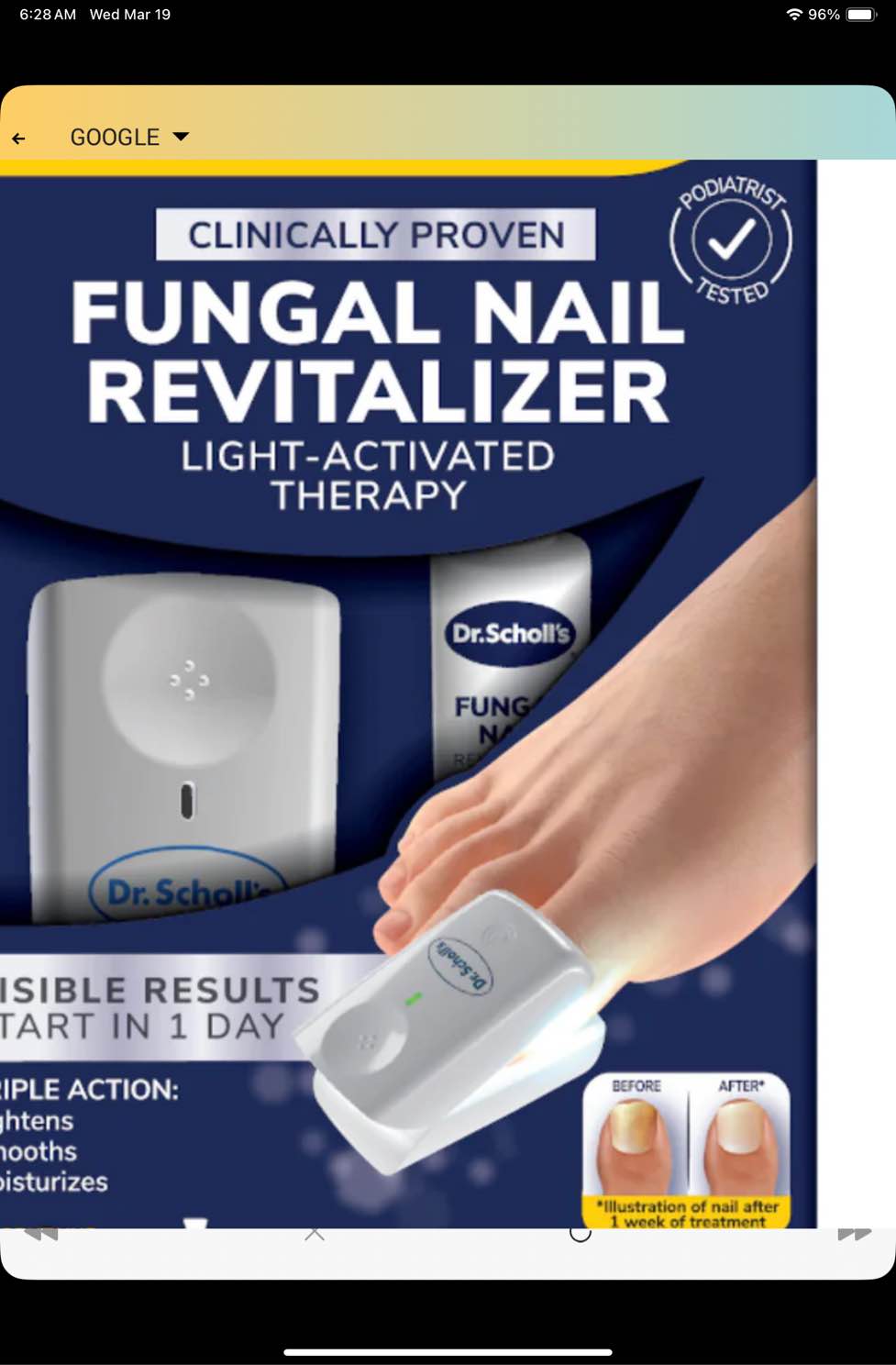 Dr. Scholl's Fungal Nail Treatment Revitalizer LED Light-Activated Therapy, Erase Toenail Discoloration Fungus, 10 ml