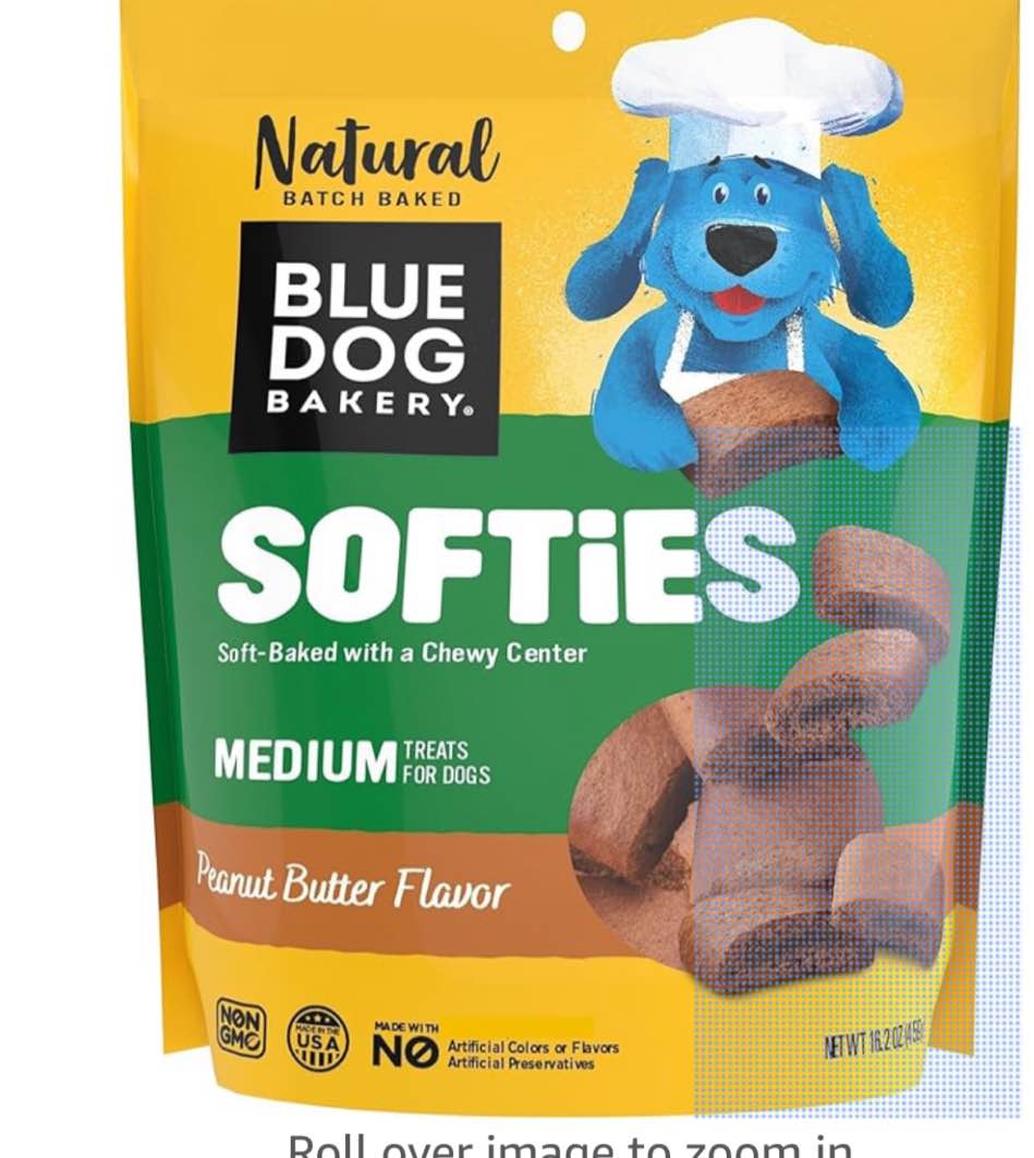 Blue Dog Bakery Natural Dog Treats, Softies, Peanut Butter Flavor, 16.2oz Bag, 1 Bag