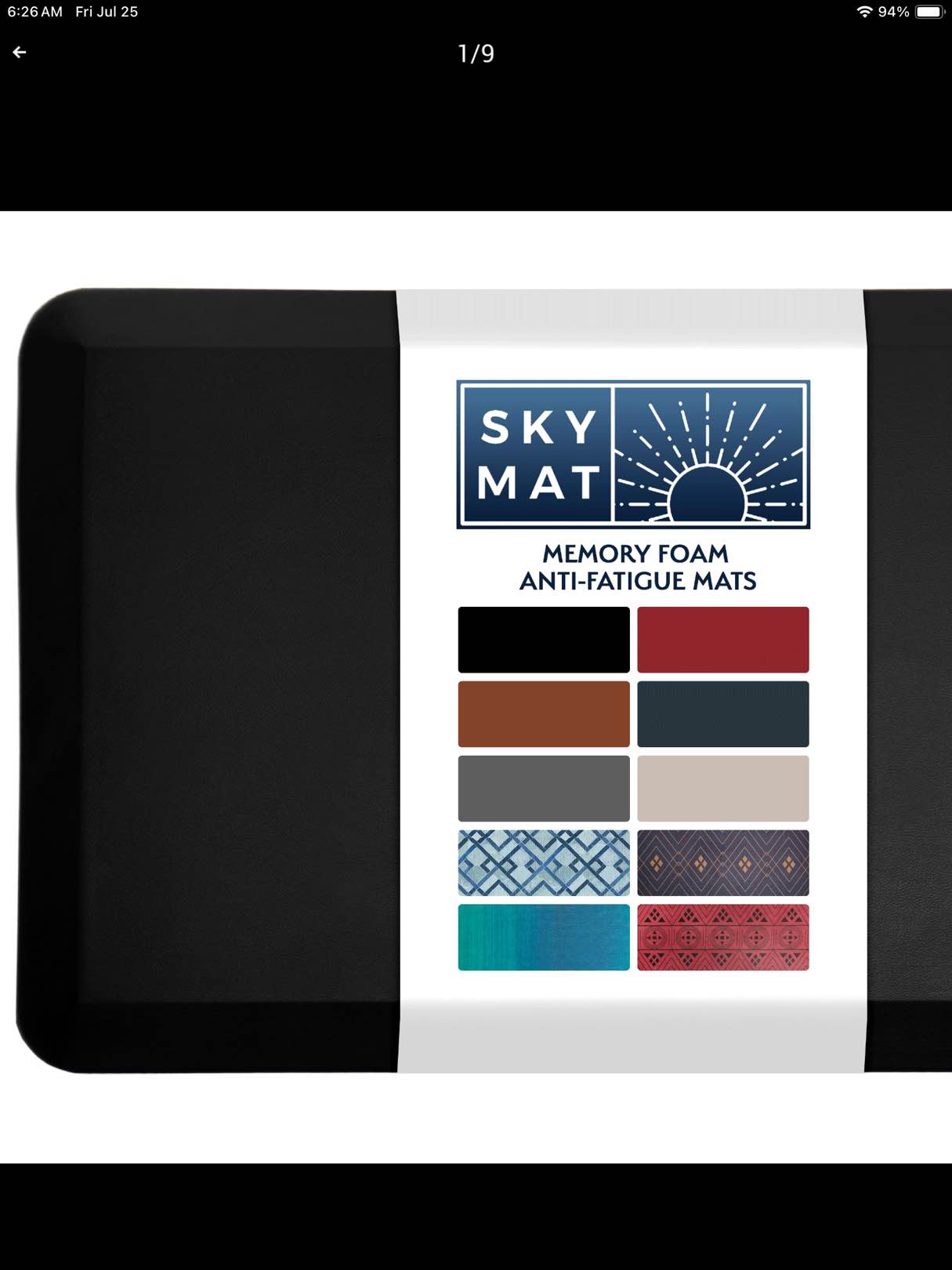 Sky Solutions Anti Fatigue Floor Mat - 3/4" Thick Cushioned Kitchen Rug, Standing Desk Mat - Comfort at Home, Office, Garage - Non Slip, Durable and Stain Resistant (20" x 39", Black)