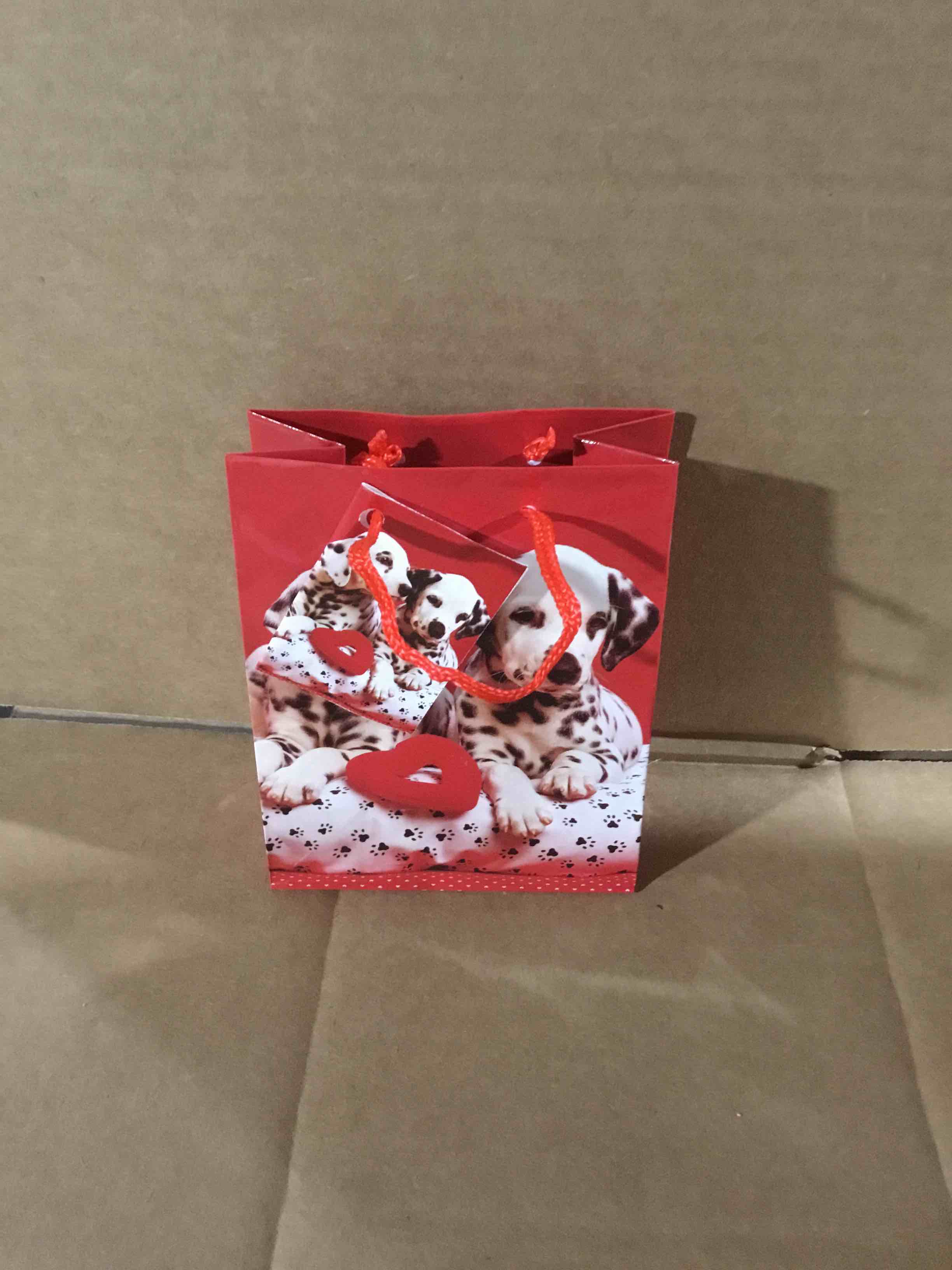 Box of 300 Small gift bags with Dalmatian dog design