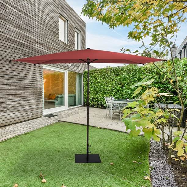 Lyon Outdoor Patio Umbrella 6.5' x 10' (Dark Red)