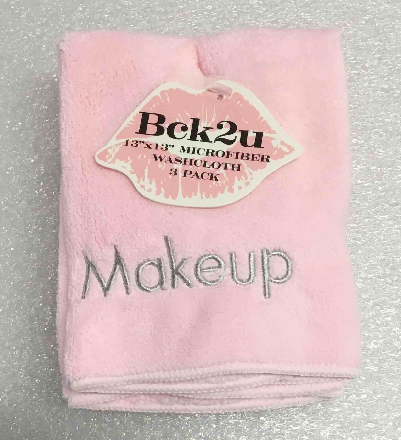 Bck2u 13 x 13 Microfiber Pink Makeup Washcloth 