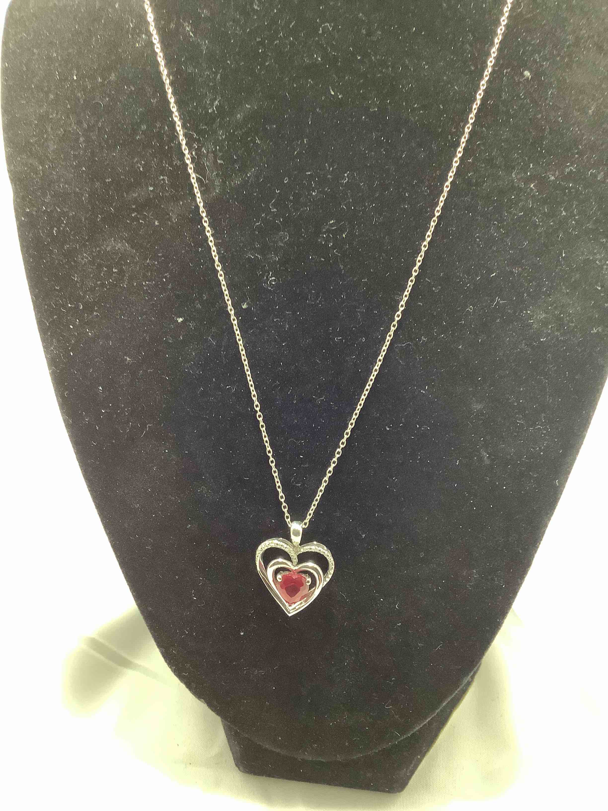 Ruby and Diamond Heart Necklace