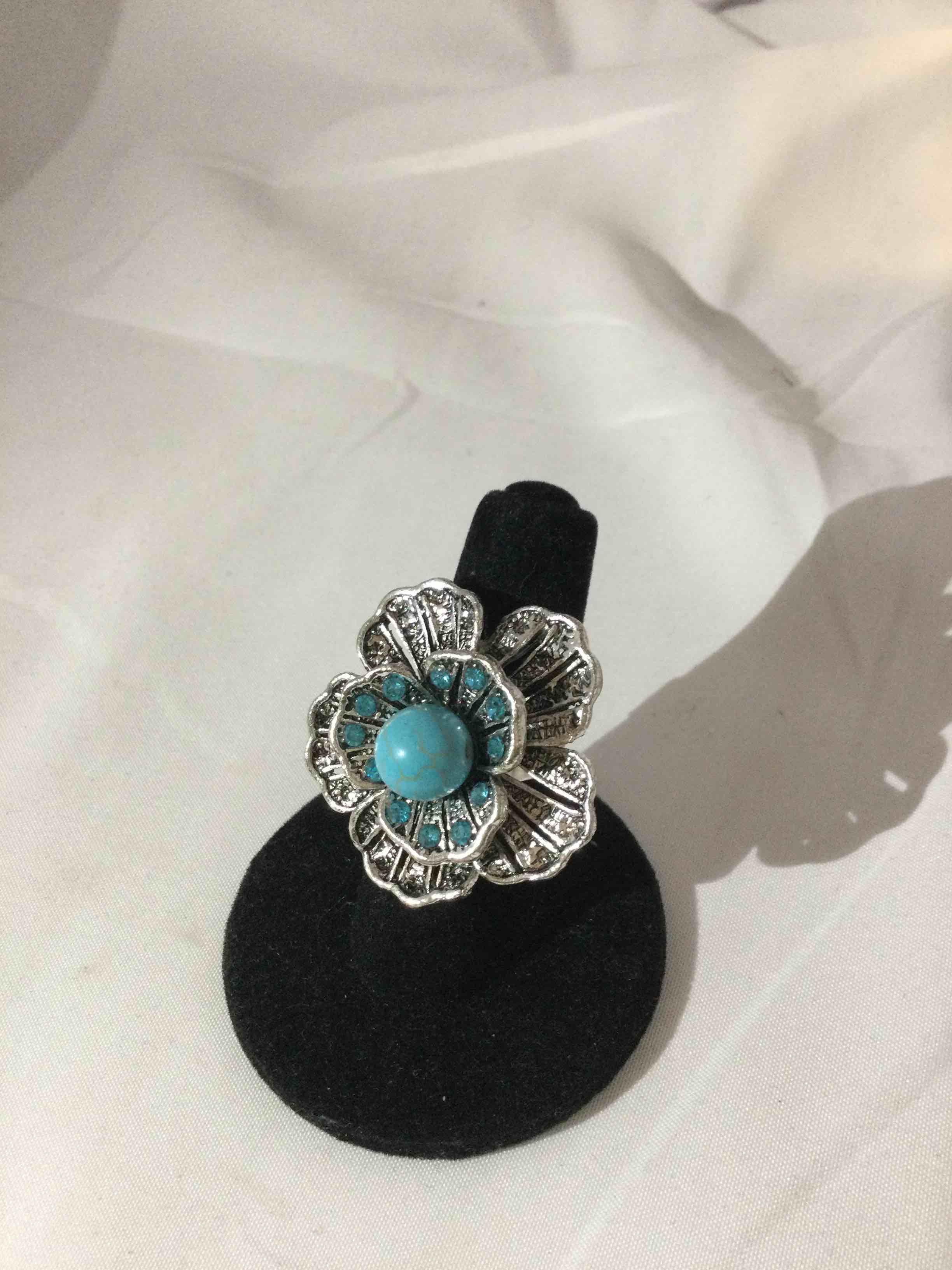 Condition photo showing New/Like New for turquoise and blue topaz ring