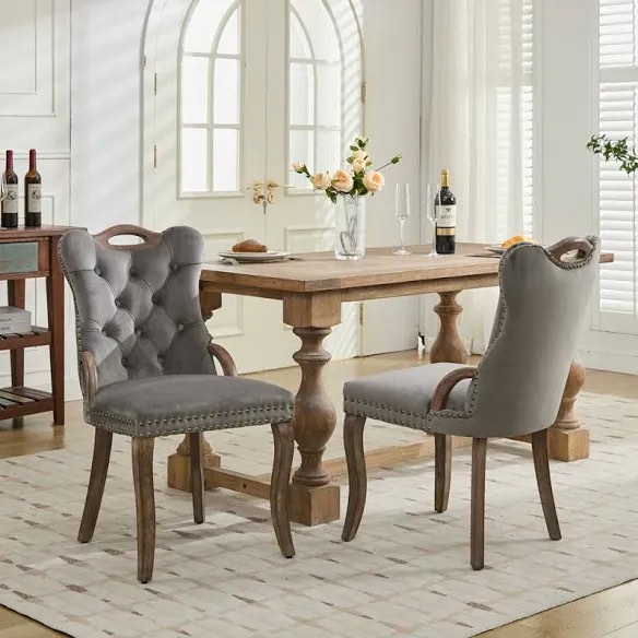 Condition photo showing Good Condition for Velvet Dining Chair with Handmade Tufted Trim