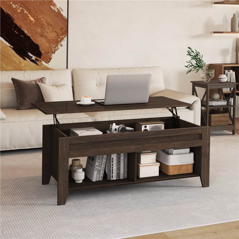 aspa lift top solid coffee table with storage