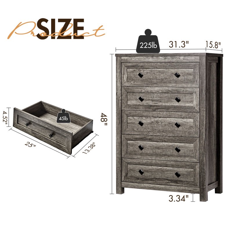 Arlina Farmhouse 5 - Drawer Chest