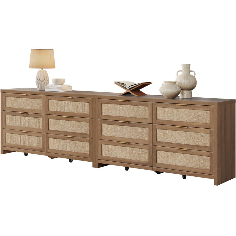chada rattan 6 drawer 56.85" wide dresser with ample storage