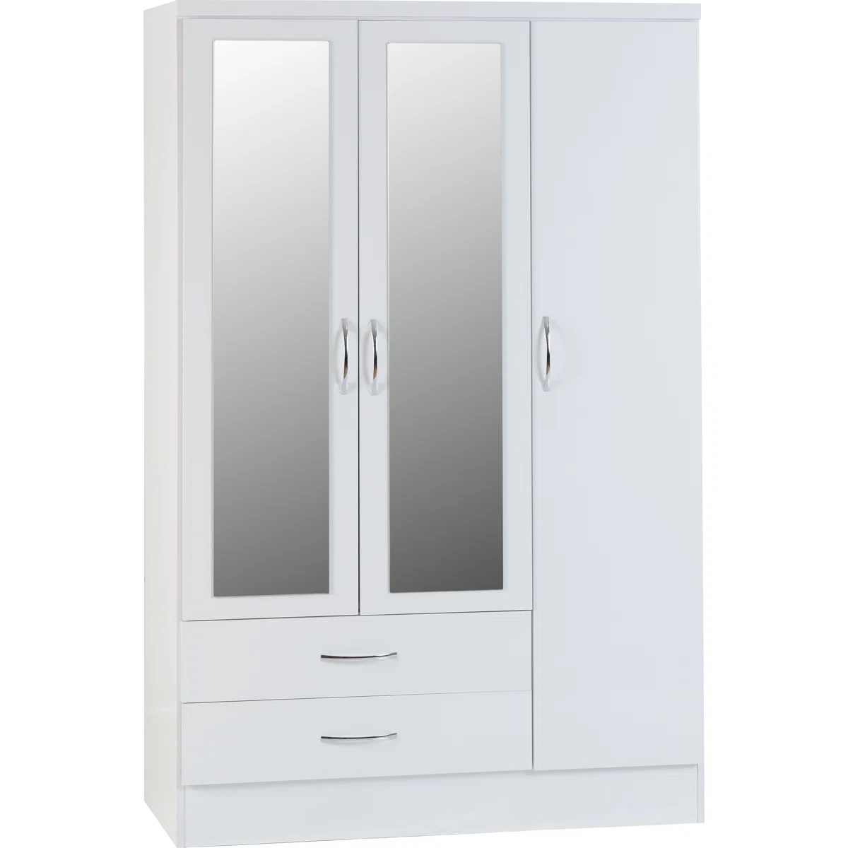 Gaytes Armoire 72.12'’ H 45.66'’ W with 3 Doors Wardrobe High Gloss 2 Mirrors 2 Drawers 4 Storage Spacious