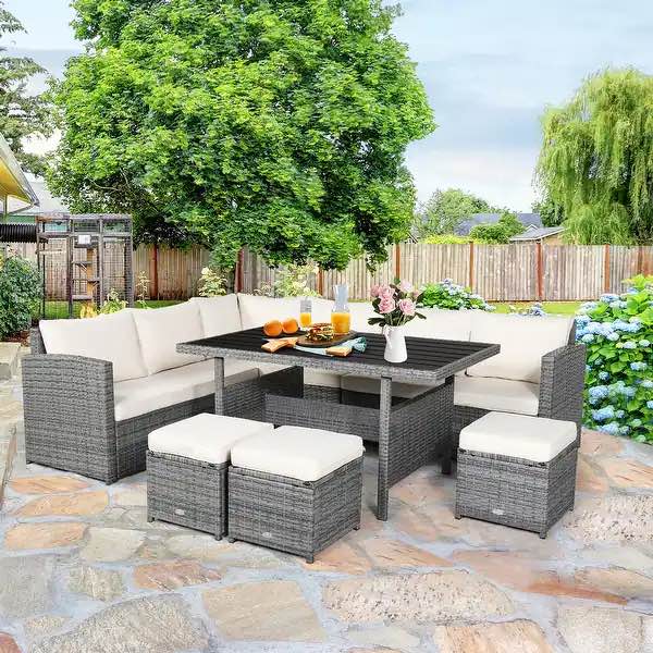 7 Piece Rattan Sofa Set