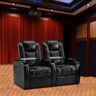 Ahlaya Leather Home Theater Seating with Cup Holder