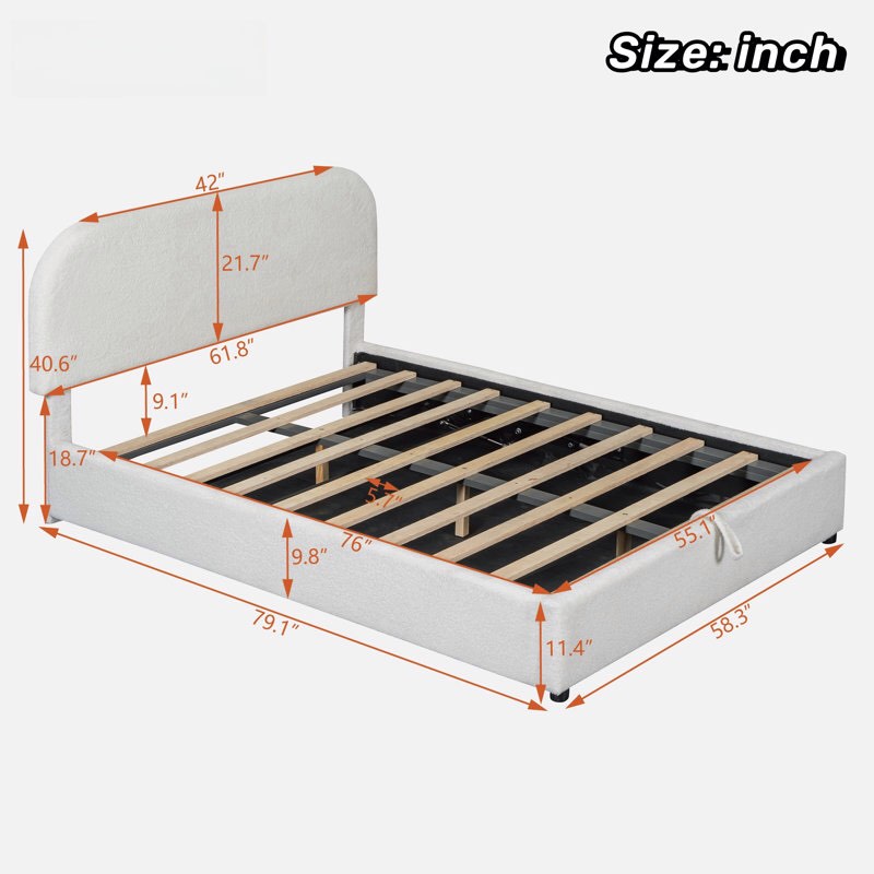 Elegant Upholstered Platform Bed With Hydraulic Storage System