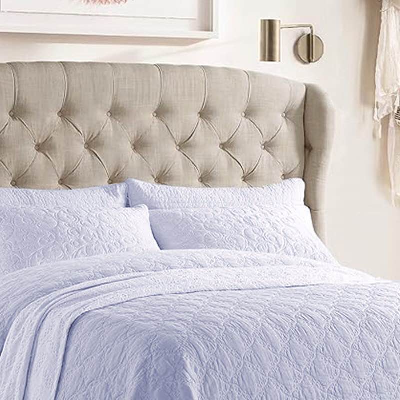 Fabric Upholstered Bed,Tufted Headboard Adjustable Height Bed Frame