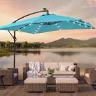 8.2ft.Steel Pole and Ribs Square Outdoor Cantilever Offset Hanging Patio Umbrella in Lake Blue