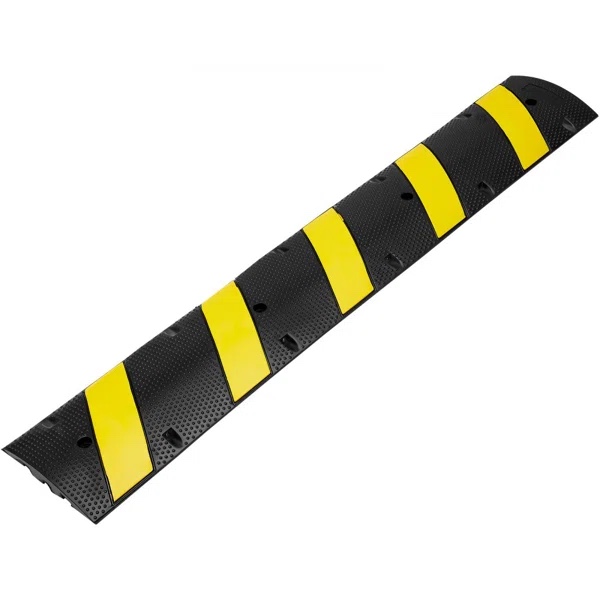 Rubber Speed Bump, 1 Pack 2 Channel Speed Bump Hump, 72" Long Modular Speed Bump Rated 22000 LBS Loading, 72.8 x 12.2 x 2.2 Garage Speed Bump for Asphalt Concrete Gravel Driveway with 2 End Cap