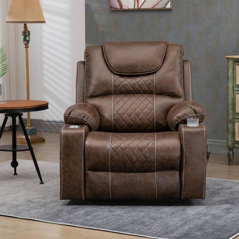 Pingtang Blue Palmera 38"W Dual Electric Power Lift Recliner Chair with Massage and Heat, 180 degrees