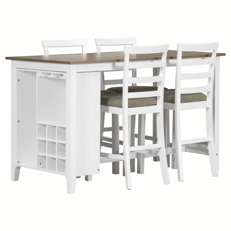 Swinney Multifunctional Storage Counter With 4 Chairs