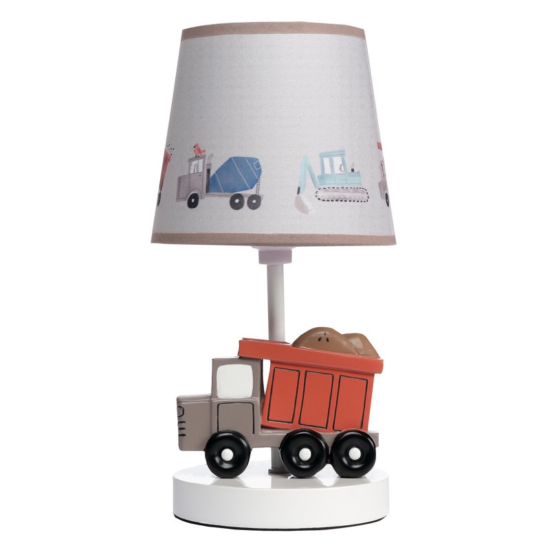 Construction Zone Truck Nursery Lamp with Shade & Bulb