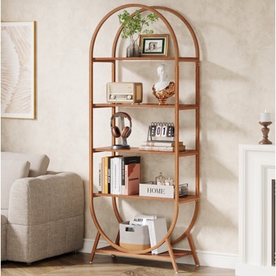 5-Tier Bookshelf 70.8in Open Arched Display Rack