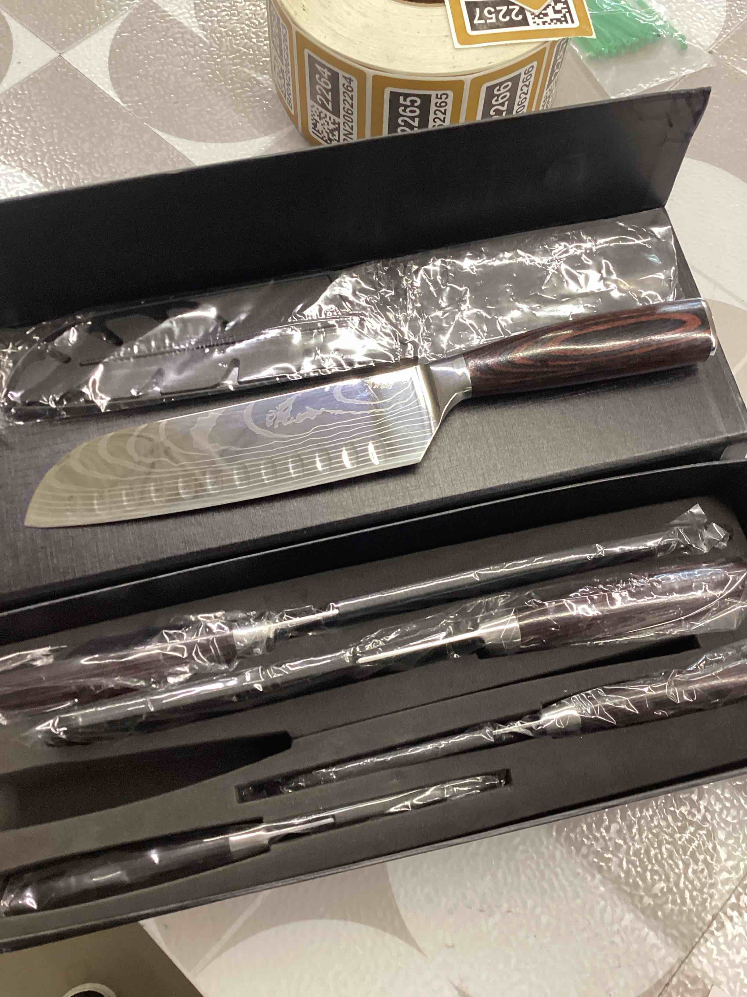 PAUDIN Kitchen Knife Set, Ultra Sharp Knife Set with Pakkawood Handle, High Carbon Stainless Steel Knives Set for Kitchen, 5 Piece Chef Knife Set Come with Gift Box