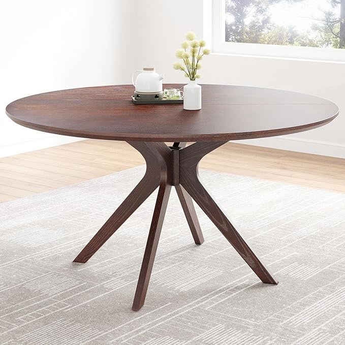 Carmavy Round Solid Wood Pedestal Table