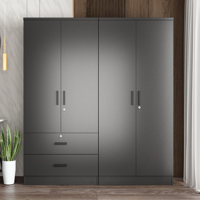 Double Wardrobe With 4 Slim Door And 2 Drawers!