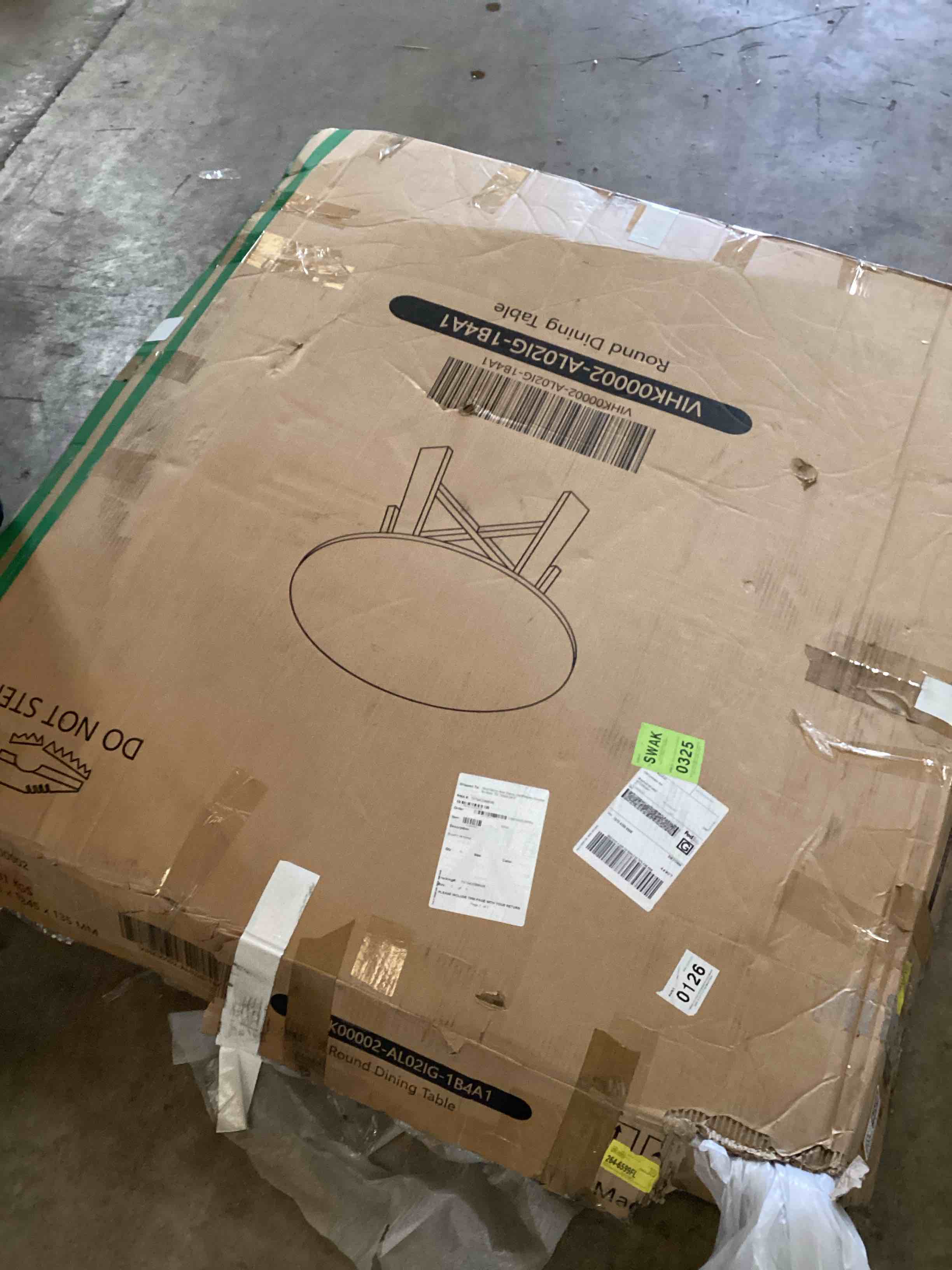 Only dining table. 5-piece Solid Wood Dining Set With Round Table And Upholstered Chairs,box 1