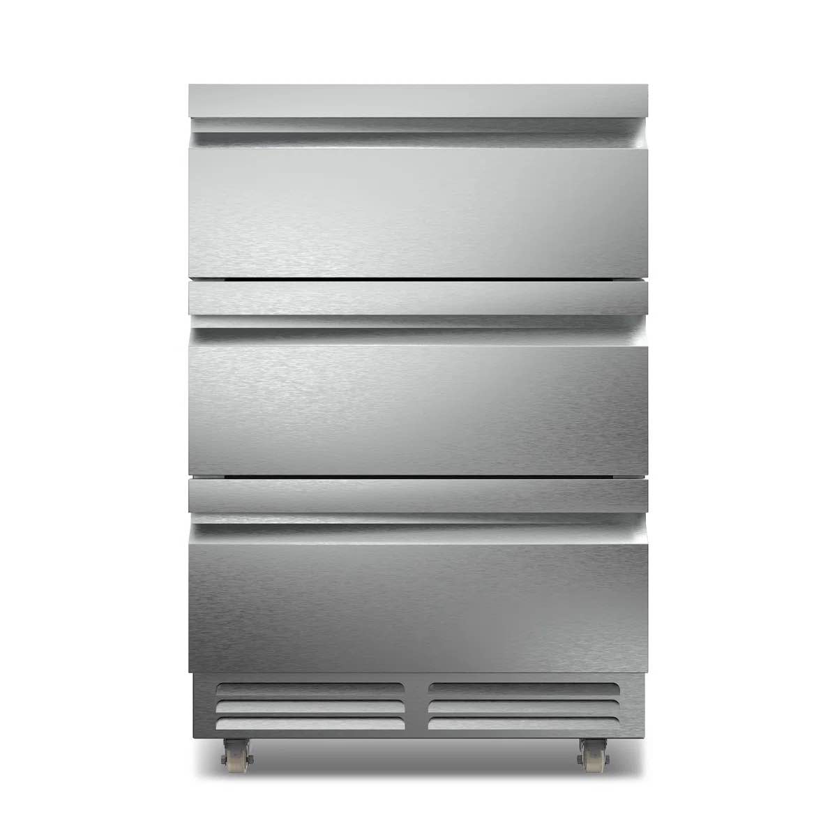 24 inch upgraded three-drawer beverage fridge, weather proof outdoor stainless steel beverage refrigerator, under counter built-in beverage cooler for home & commercial use