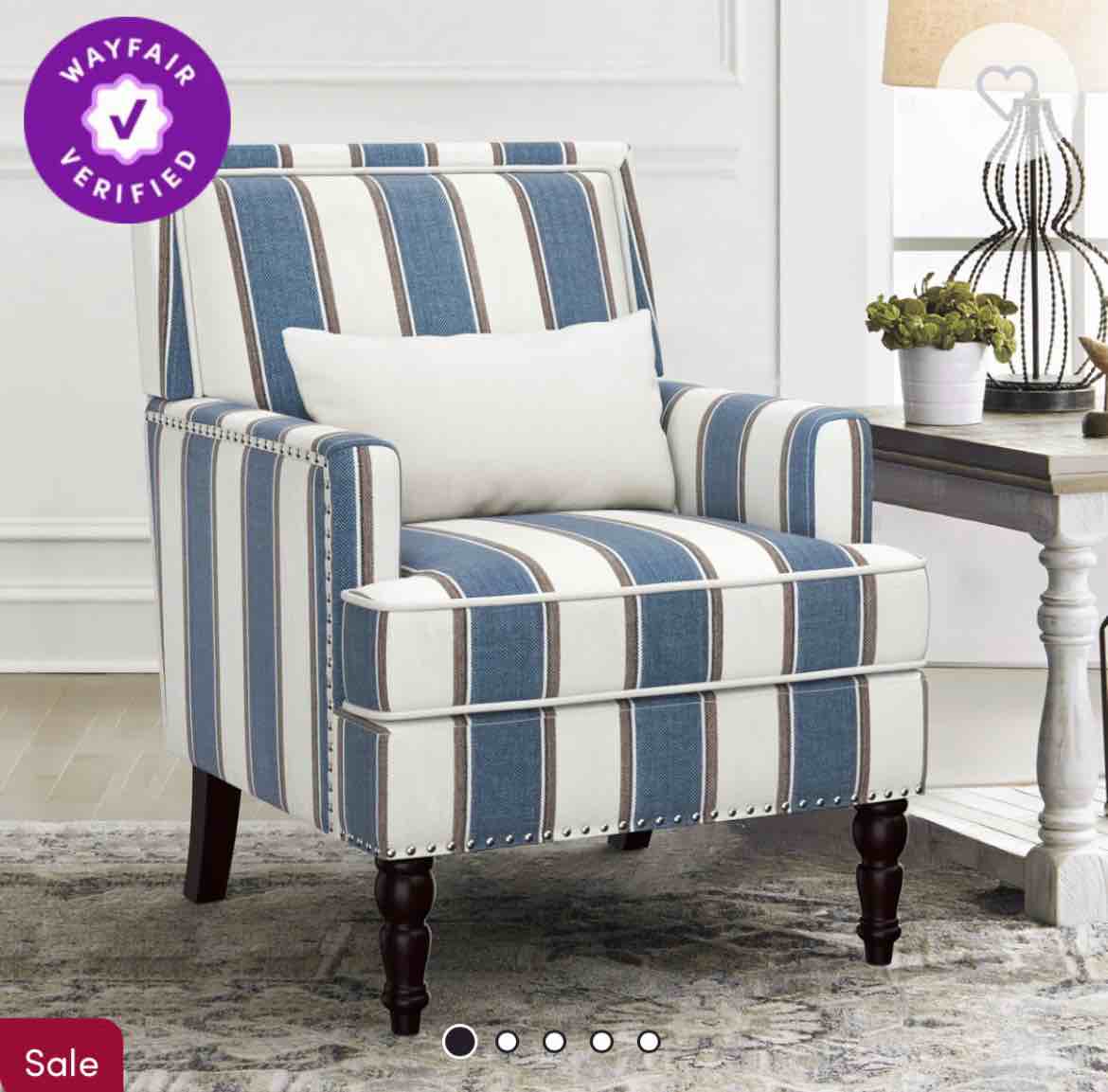 1 pc Club chair (White and Blue)