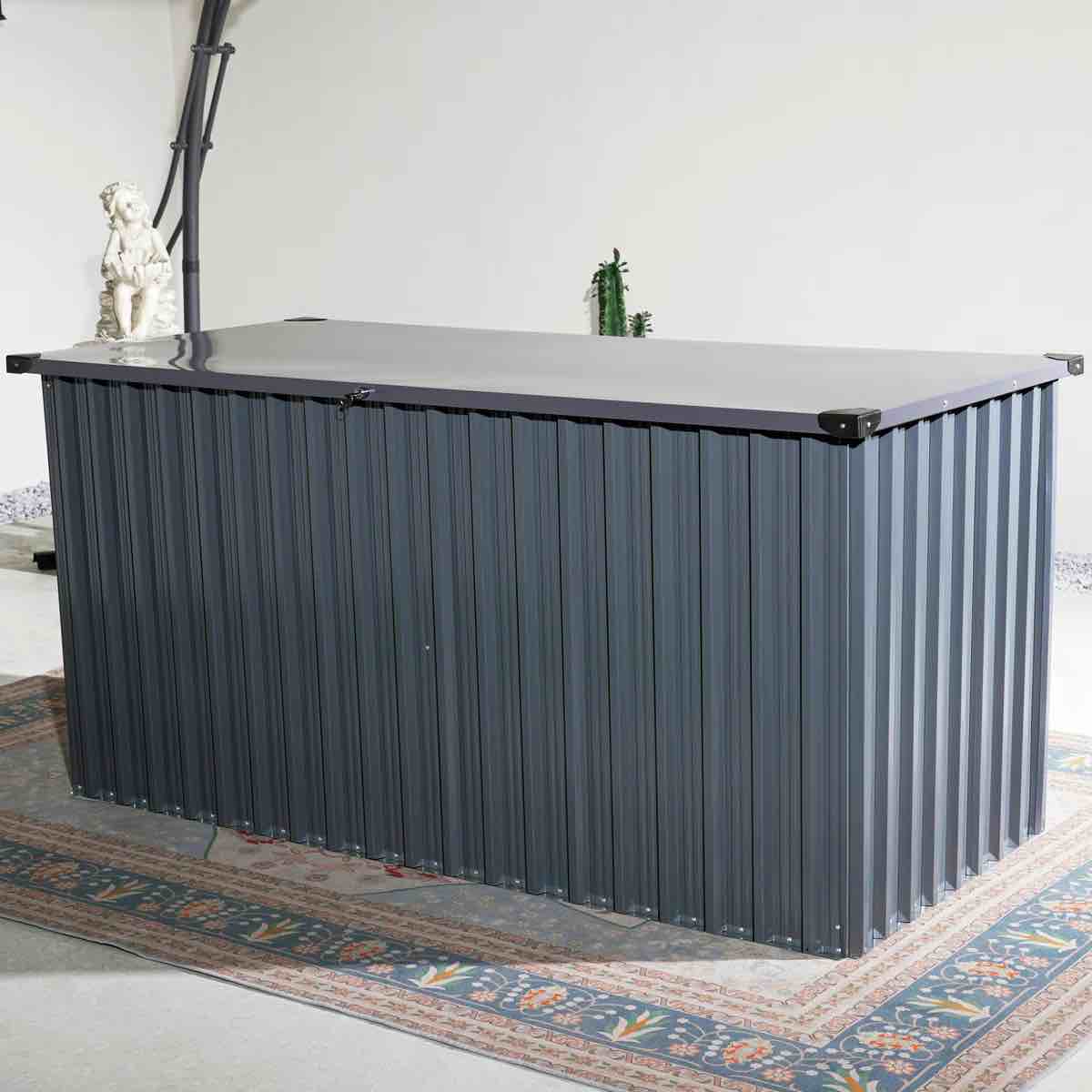 Primestok 71.5'' W Water Resistant Metal Lockable Deck Box With Lock In Dark Gray