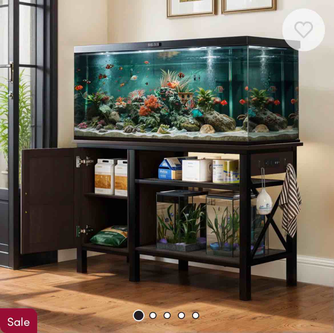 55-75 Gallon Rectangle Aquarium Stand with Power Outlets, Fish tank stand