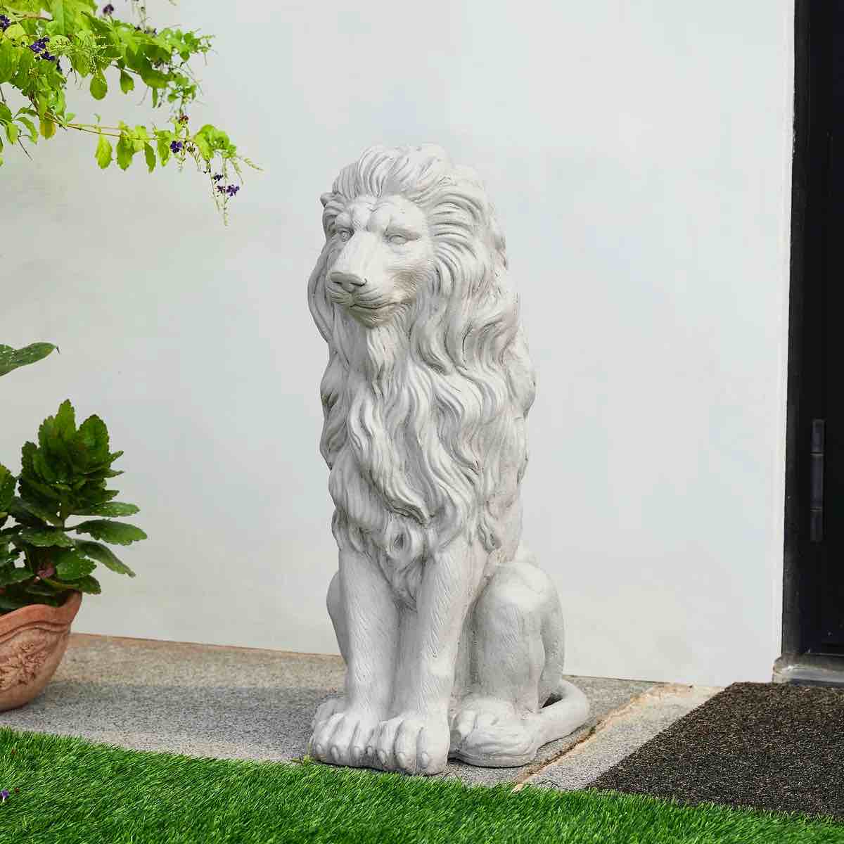 27.75"H Oversized MGO Guardian Sitting Lion Garden Statue