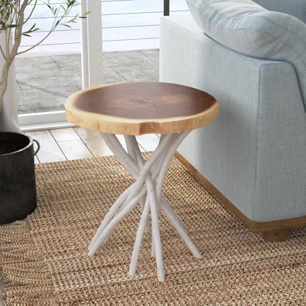 Liberte Round Side Table with White Stick Base 