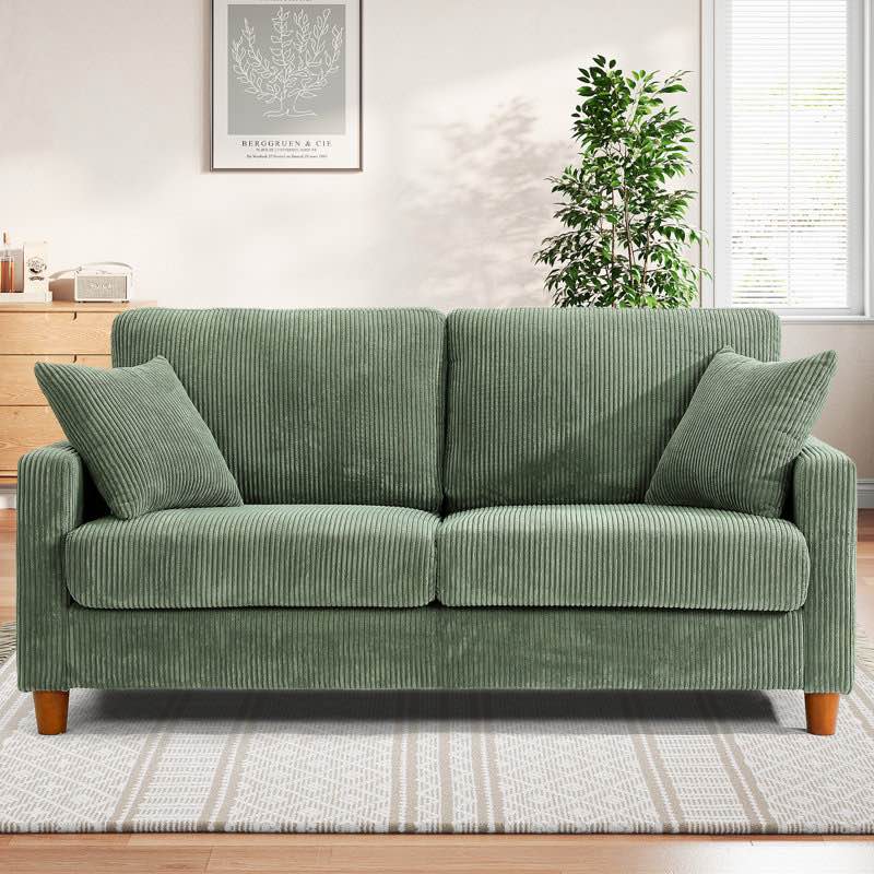 Green 2 Seater Corduroy Sofa